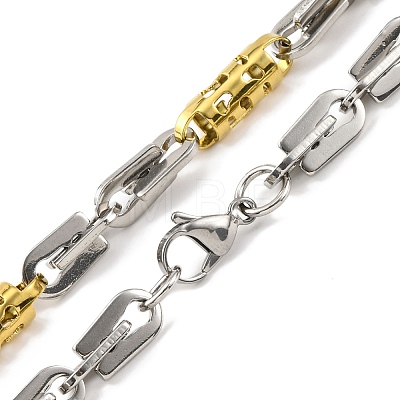 201 Stainless Steel Hollow Column Links Chain Necklace NJEW-F22-39J-GP-1