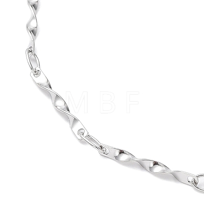 304 Stainless Steel Twist Bar Link Chain Necklaces NJEW-K249-14P-1