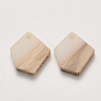 Transparent Resin & Wood Pendants X-RESI-S384-003A-C01-1