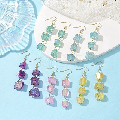 Dyed Natural Quartz Nugget Dangle Stud Earrings EJEW-JE05611-1
