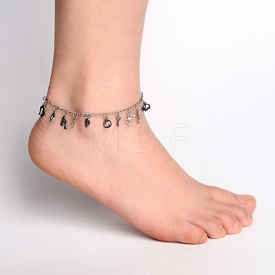 304 Stainless Steel Charms Anklets AJEW-AN00106-1