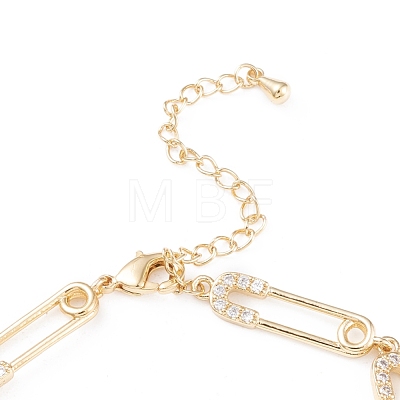 Brass Micro Pave Clear Cubic Zirconia Link Bracelets BJEW-F408-01G-1