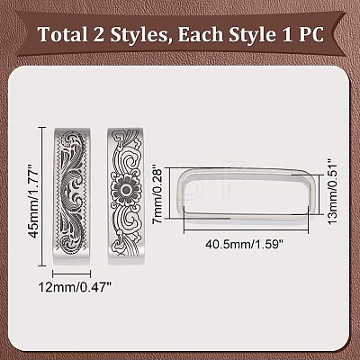 Unicraftale 2Pcs 2 Style 304 Stainless Steel Loop Keepers STAS-UN0055-83-1