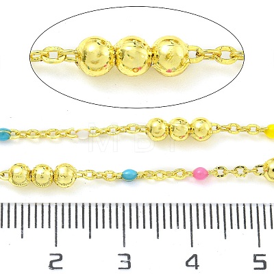 Brass Enamel Round Beaded Link Chain CHC-G022-07G-19-1