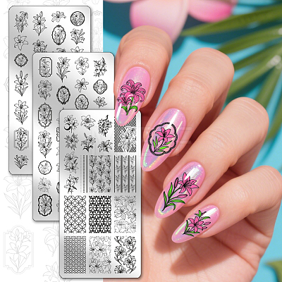 Stainless Steel DIY Nail Art Templates MRMJ-WH0092-258-1