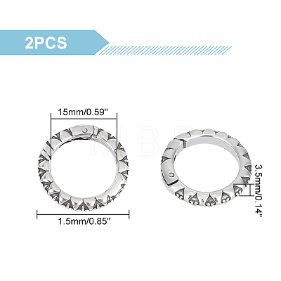 Unicraftale 2Pcs 304 Stainless Steel Spring Gate Rings STAS-UN0048-37-1