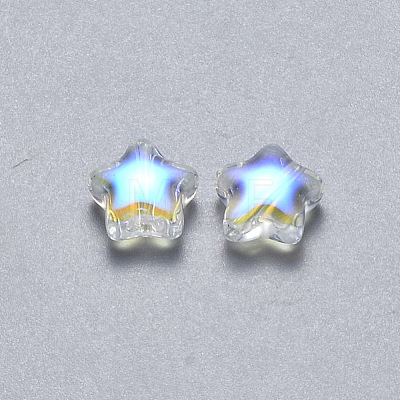 Transparent Spray Painted Glass Beads X-GLAA-R211-04-G03-1