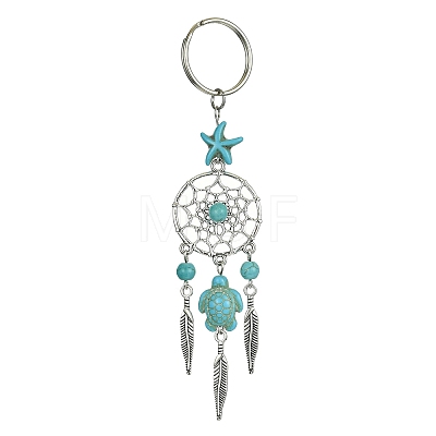 Alloy Woven Net/Web with Feather Pendant Keychain KEYC-JKC00590-01-1