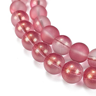 Frosted Transparent Glass Bead Strands GLAA-P065-10mm-09-1