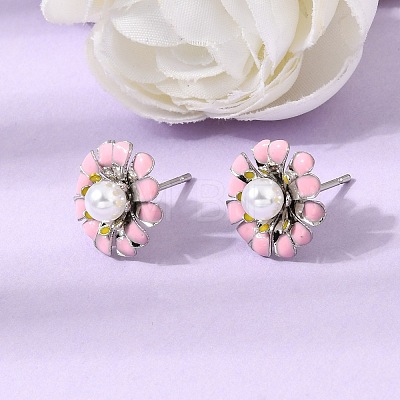 Brass Enamel Stud Earrings KK-CBA8324-27P-1