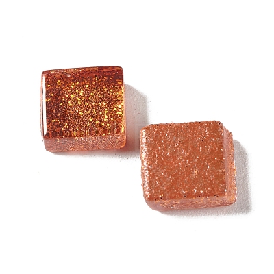 Square with Glitter Powder Mosaic Tiles Glass Cabochons DIY-P045-04-1