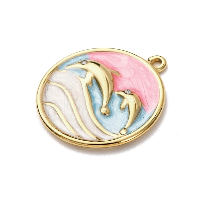 304 Stainless Steel Enamel Pendants STAS-I347-01G-03-1