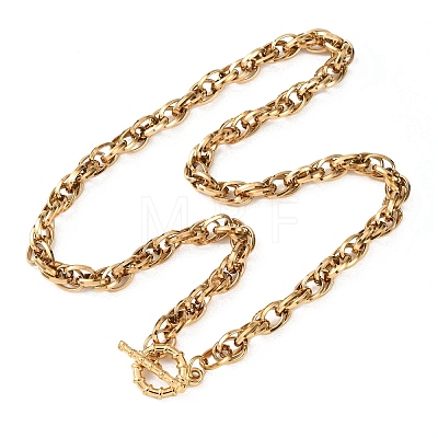 7MM 304 Stainless Steel Rope Chain Necklaces with OT Clasps for Men Women NJEW-P355-01B-G-1