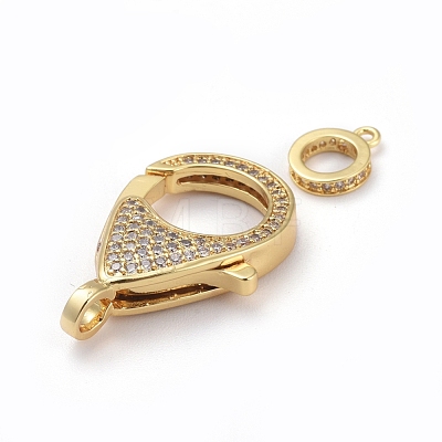 Brass Micro Pave Cubic Zirconia Lobster Claw Clasps ZIRC-F110-01B-G-1