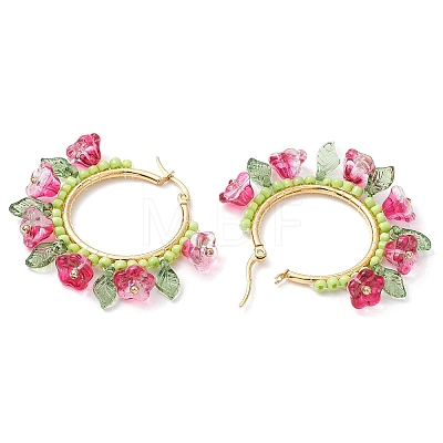 Glass Hoop Earrings EJEW-TA00589-02-1