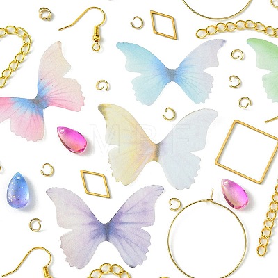 DIY Polyester Butterfly & Stainless Steel Dangle Earring Making Kits DIY-FS0006-32-1