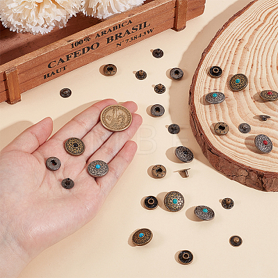 16 Sets 8 Styles Alloy Snap Buttons BUTT-CY0001-45-1