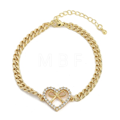 Brass Micro Pave Clear Cubic Zirconia Link Bracelets BJEW-M050-05G-01-1