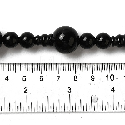 Natural Black Agate 3-Hole Guru Bead Strands G-K149-53-1