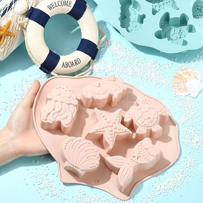 2Pcs 2 Colors Ocean Themed Baking Silicone Molds ST-CJ0043-086-1