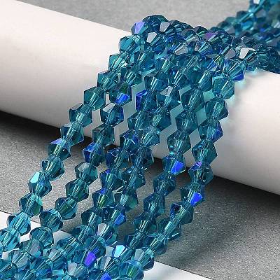 Transparent Electroplate Glass Beads Strands GLAA-F029-3mm-D01-1