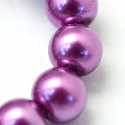 Baking Painted Pearlized Glass Pearl Round Bead Strands HY-Q330-8mm-16-1