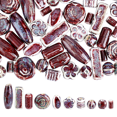 60Pcs 10 Styles Handmade Porcelain Beads PORC-ME0001-21-1