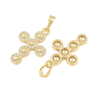 Brass Micro Pave Clear Cubic Zirconia Pendants CU-CBA48B8-01G-C-1
