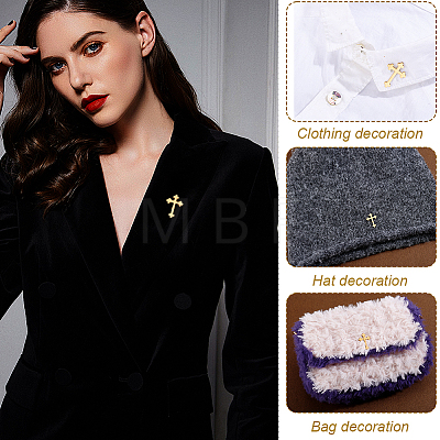 4Pcs Cross Stainless Steel Lapel Pin Back Brooches for Backpack Clothes JEWB-GA0001-53G-1