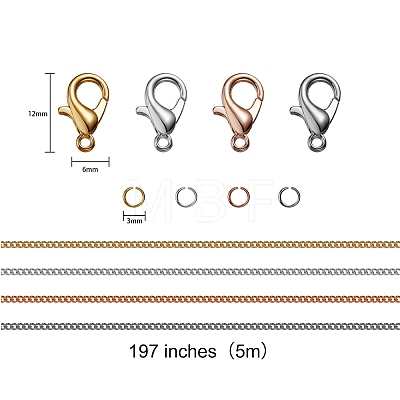20m 4 Colors Brass Curb Chains DIY-SZ0002-03-1