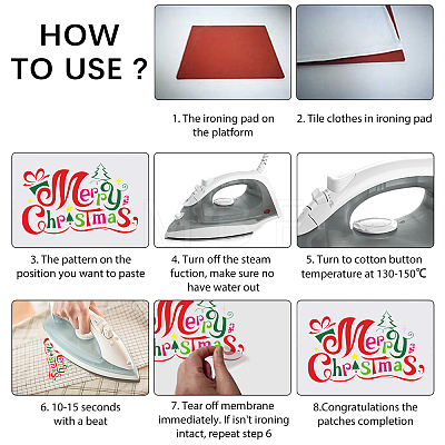3Pcs 3 Style Christmas Theme Word & Hat & Reindeer Pet Film with Hot Melt Adhesive Heat Transfer Film DIY-CN0001-39-1