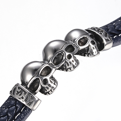 Men's Braided Leather Cord Bracelets BJEW-H559-18-1