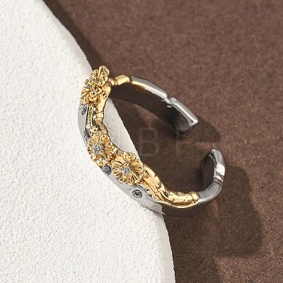 Brass Micro Pave Clear Cubic Zirconia Cuff Rings RJEW-G364-01GP-03-1