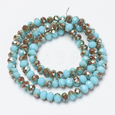 Electroplate Opaque Solid Color Glass Beads Strands EGLA-A034-P8mm-J03-1