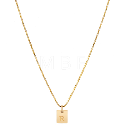 1Pc Stainless Steel Letter Rectangle Pendant Necklaces NJEW-LP0001-34R-G-1