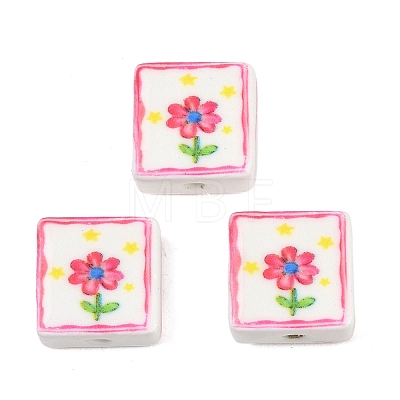 Printed Handmade Porcelain Beads PORC-G016-04A-1
