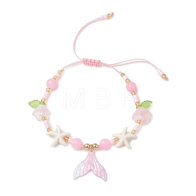 2Pcs 2 Colors Resin Charm Bracelets BJEW-MZ00281-1