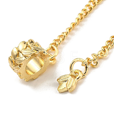 Rack Plating Alloy Leaf European Beads with Safety Chains FIND-B034-27G-1