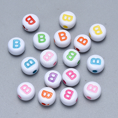 Craft Acrylic Horizontal Hole Letter Beads SACR-S201-11B-1