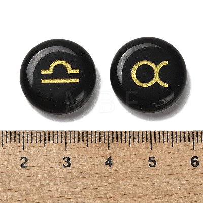 12 Constellation Natural Obsidian Cabochons Set G-Q190-03A-1