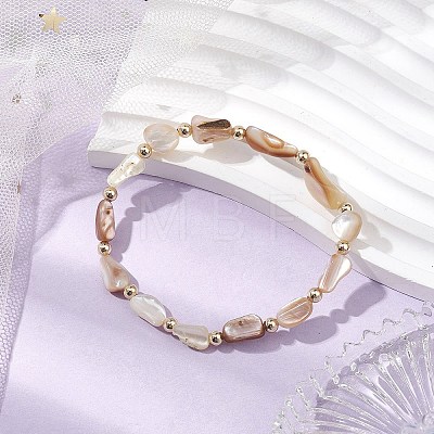 Natural Seashell Beaded Stretch Bracelets for Women BJEW-JB10932-1