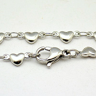 Cute Valentines Day Gift 304 Stainless Steel Necklaces Women Heart Link Chain Necklaces X-NJEW-G038-46-1