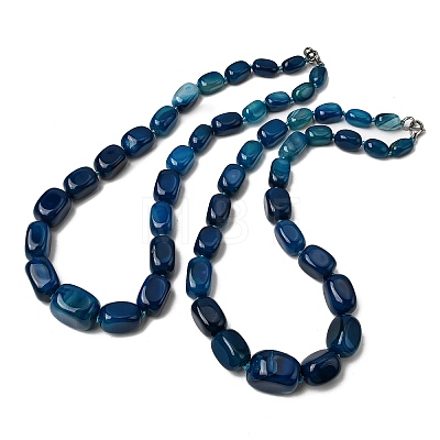 Dyed Natural Agate Cuboid Graduated Beaded Necklaces with Alloy Clasps NJEW-C113-01H-1