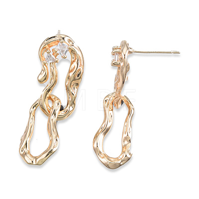 Clear Cubic Zirconia Interlocking Twist Oval Dangle Stud Earrings EJEW-N012-50LG-1