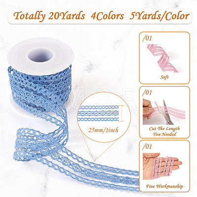  20 Yards 4 Colors Flat Cotton Lace Ribbon OCOR-TA0001-56A-1