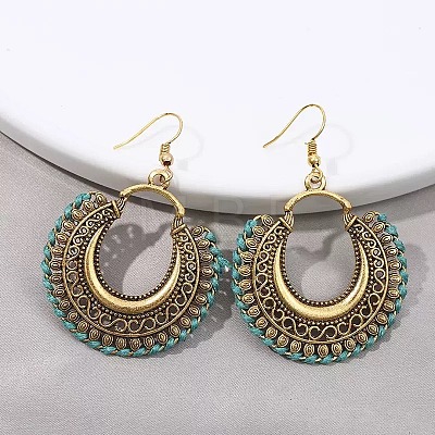 Bohemian Style Alloy & Cotton Cord Dangle Earrings FS-WGA9B48-03-1