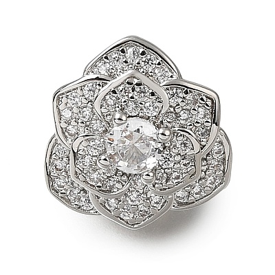 Brass Micro Pave Clear Cubic Zirconia Slide Charms CU-CBA4292-01P-1