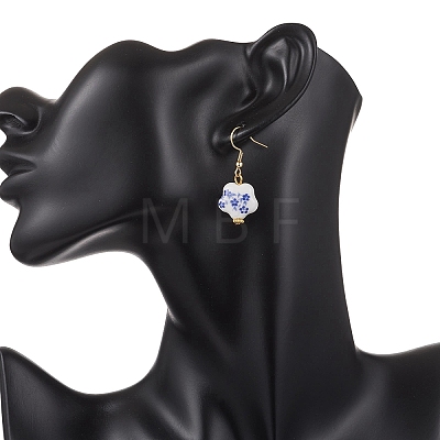 4 Pairs Handmade Printed Porcelain Dangle Earrings EJEW-JE06701-1