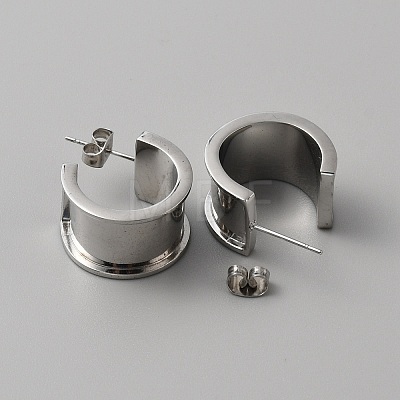 Stainless Steel Round Stud Earring Finding LS-STAS-WH0016-55P-1
