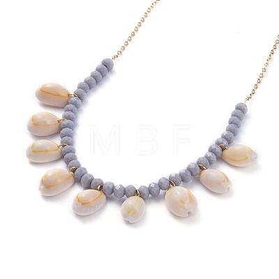 Natural Cowrie Shell Pendant Necklaces NJEW-JN02744-02-1